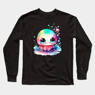 Watercolor Kawaii Style Octopus Long Sleeve T-Shirt